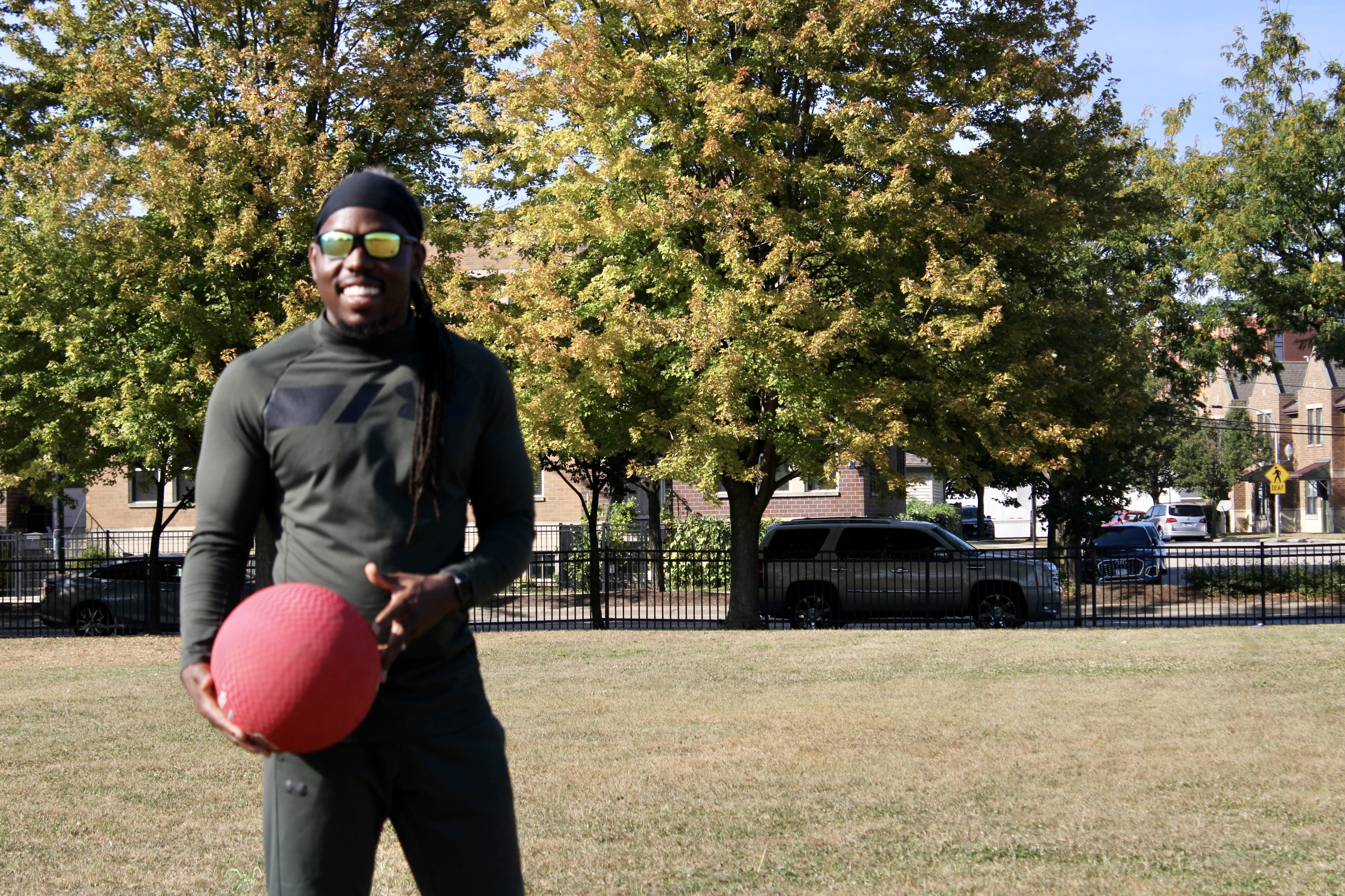 Kickball action on the field